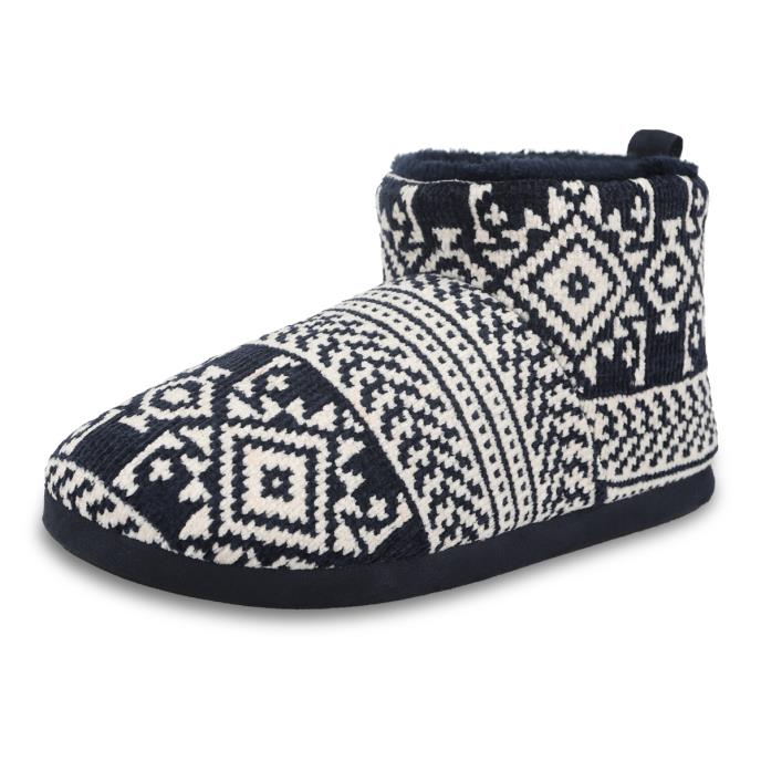 totes toasties® Mens Fairisle Boot Slipper Navy Fairisle Extra Image 3